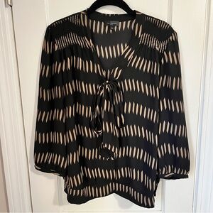 The Limited Black and Tan Patterned Blouse